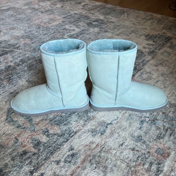 Womens UGG Boots Sz 7 Baby Blue Vintage Classic Short Suede Festival Rare - Picture 11 of 16